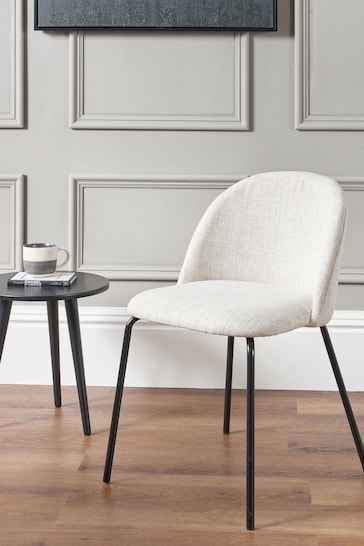 Pacific Grey Turi Pebble Linen Mix Dining Chair with Black Legs