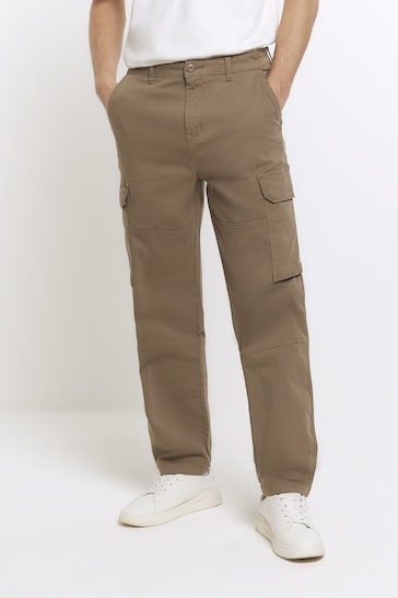 River Island Natural Stone Cargo Trousers