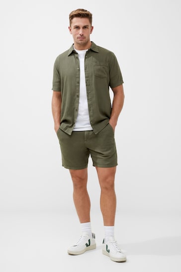 French Connection Green Short Sleeve Linen Shirt