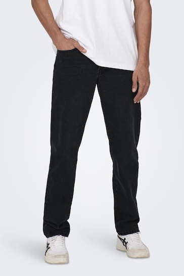 Only & Sons Black Straight Leg Jeans