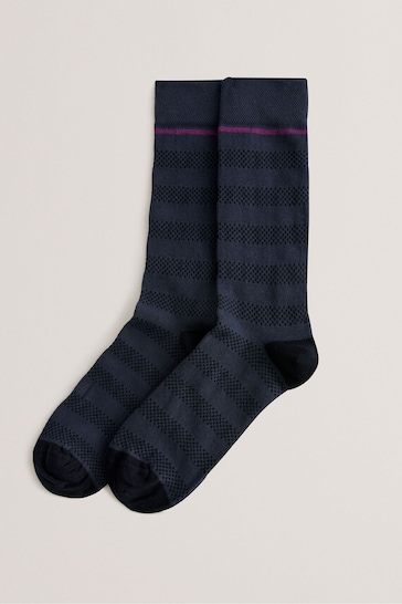 Ted Baker Blue Sokktwo Textured Stripe Socks