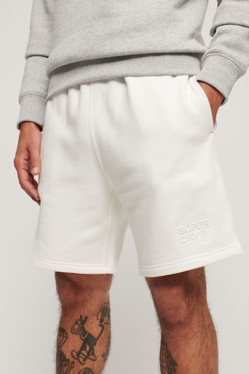 Superdry White Sportswear Embossed Loose Shorts