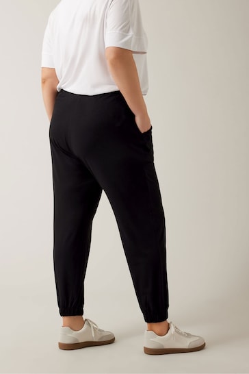 Evans Curve Black Jersey Tapered Trousers