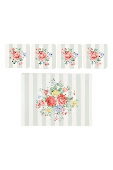 Cath Kidston Green Feels Like Home Set Of 4 Cork Back Placemat And Coaster Set