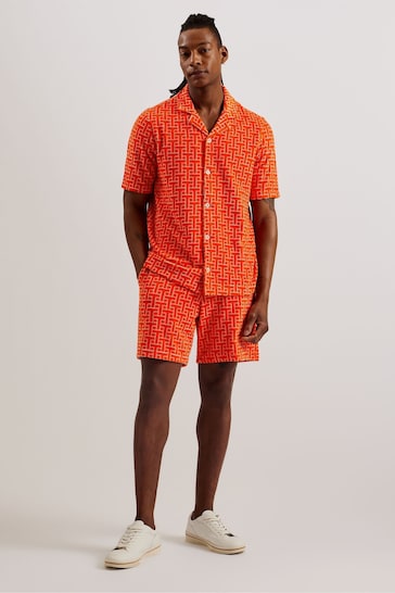 Ted Baker Orange Ainbow Printed Towelling Jersey Shorts