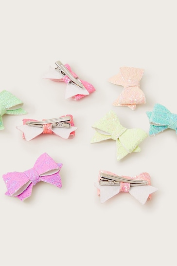 Monsoon Pink Sequin Bow Clips 8 Pack