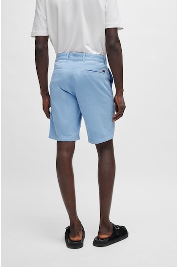 BOSS Blue Slim-Fit Shorts In Stretch-Cotton Twill