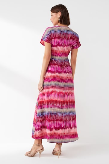 ONLY Pink Printed Short Sleeve Button Through Maxi Dress
