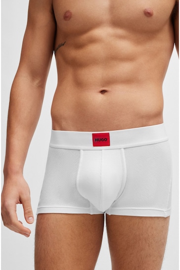 Regular-Rise Trunks in Stretch Fabric With Logo Label