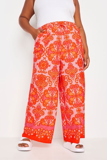 Yours Curve Orange YOURS Curve Orange Abstract Print Wide Leg Trousers