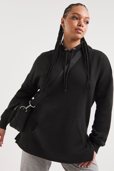 Simply Be Longline Black Hooded Tunic