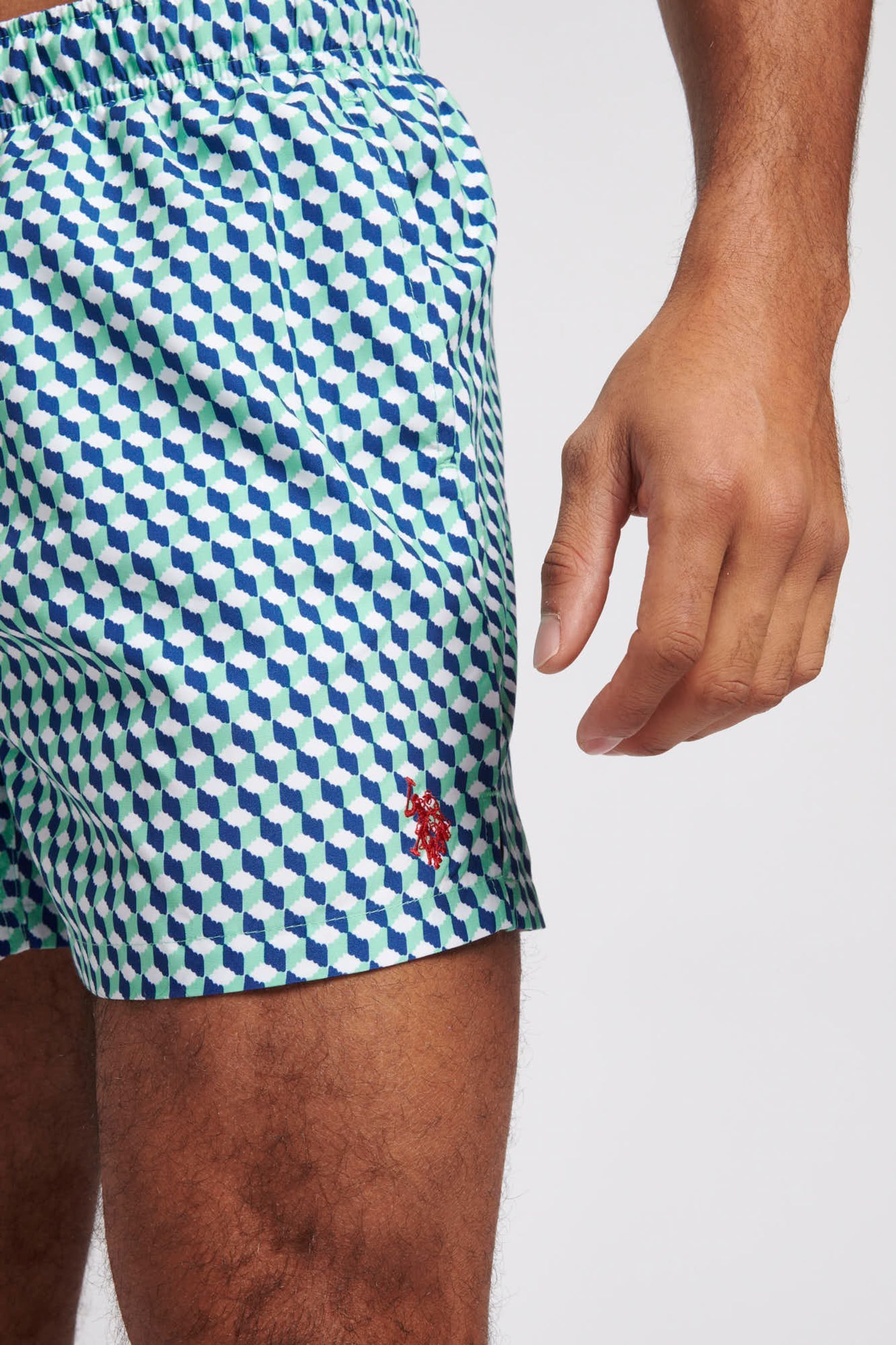 Buy U.S. Polo Assn. Green Mens Geometric Print Swim Shorts from the Next UK online shop