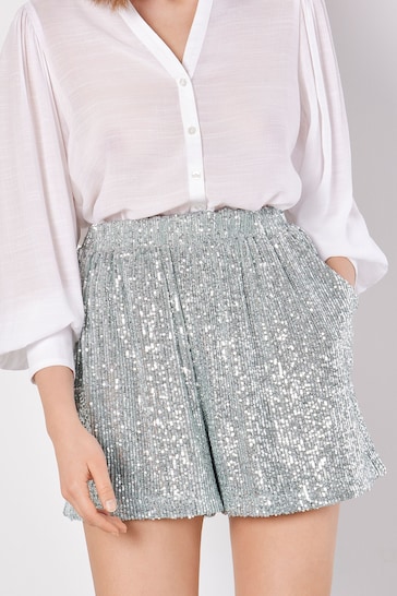 Apricot Silver Sequin Lines Boxer Shorts