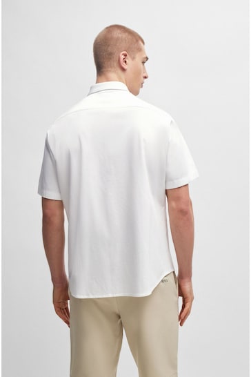 BOSS White Regular-Fit Shirt in Cotton Piqué Jersey