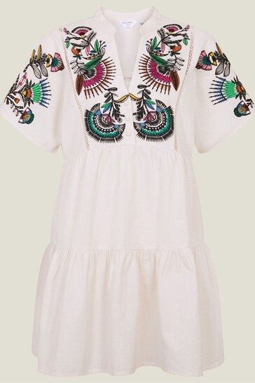 Accessorize Fan Embroidered Cover-Up White Dress