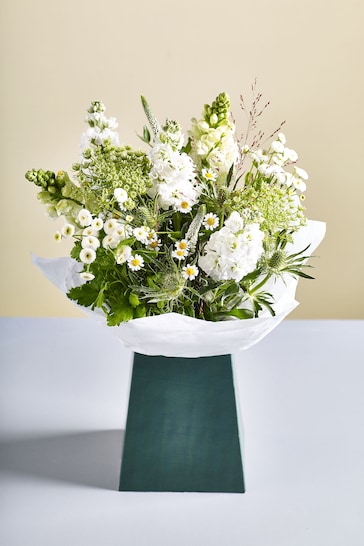 White Stocks and Antirrhinum Fresh Flower Bouquet in Gift Bag