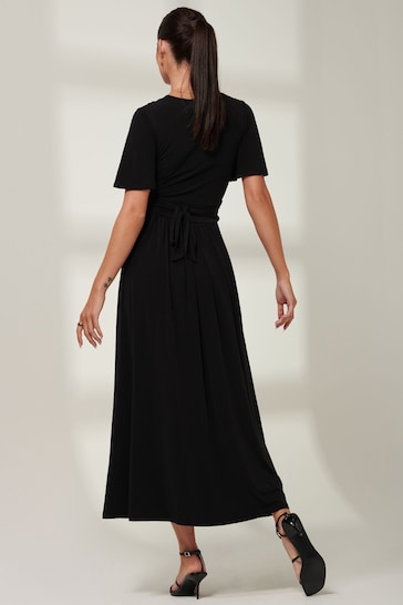 Jolie Moi Black Eldoris Angel Sleeve Jersey Maxi Dress