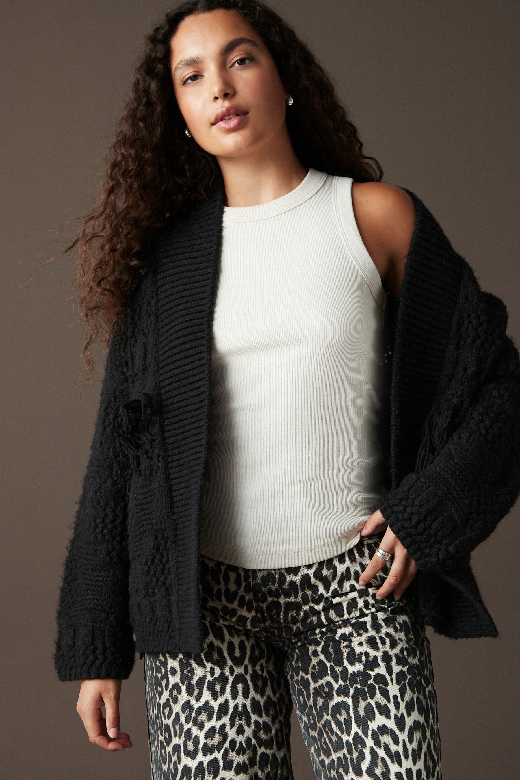 Black fringe cardigan top
