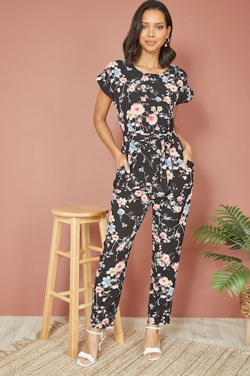 Yumi Black Blossom Print Jumpsuit