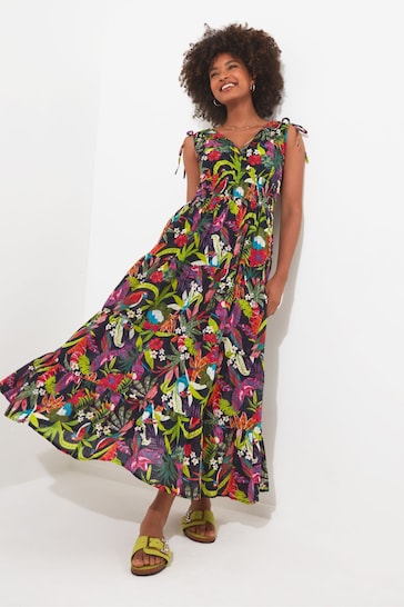 Joe Browns Multi Tile Print Shirred Waist Jersey Maxi Dress