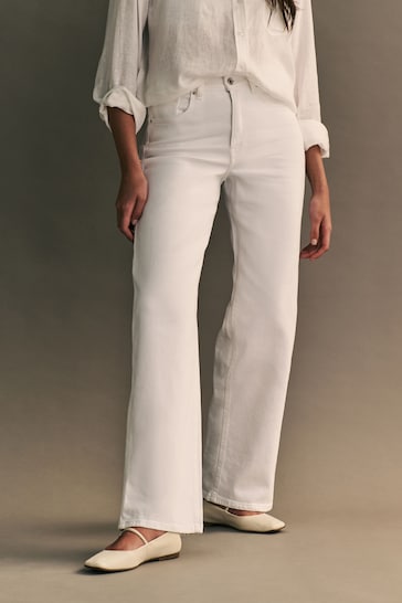 ONLY White High Waisted Wide Leg Jeans
