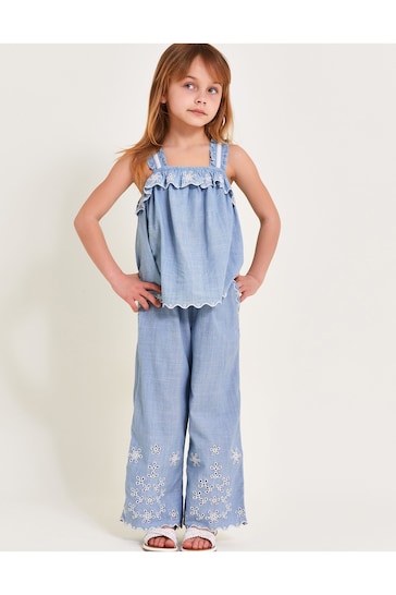 Monsoon Blue Broderie Frill Camisole