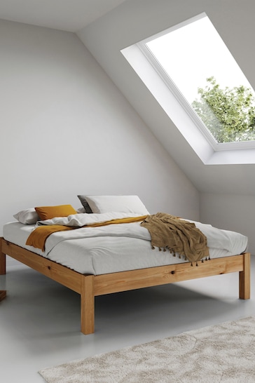 Get Laid Beds Honey Natural Platform No Headboard Solid Wood Bed