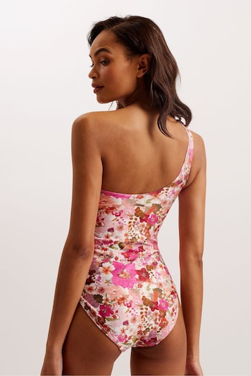 Ted Baker Pink Zayley One Shoulder Swimsuit With Bow
