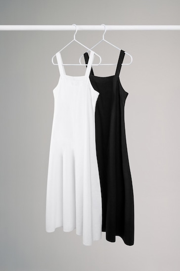 The Set Black/White 2 Pack Linen Blend Sundress