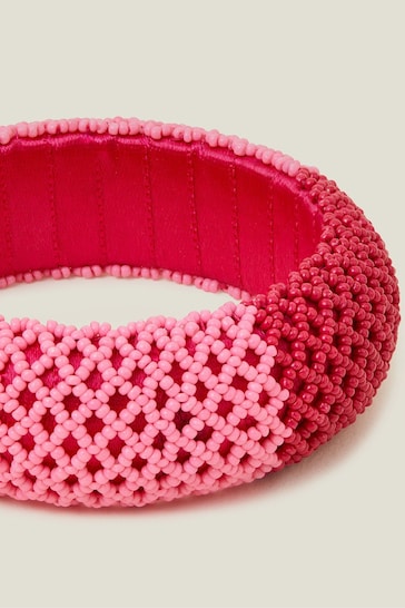 Accessorize Pink Weave Seed Bead Bangle