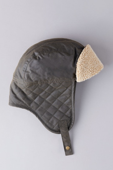 Lakeland Leather Grey Wax Quilted Trapper Hat