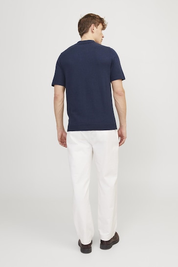 JACK & JONES Blue Knitted Polo Top