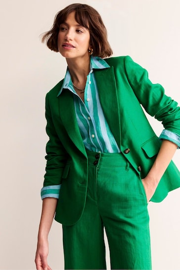 Boden Green 100% Cotton Petite Marylebone Linen Blazer