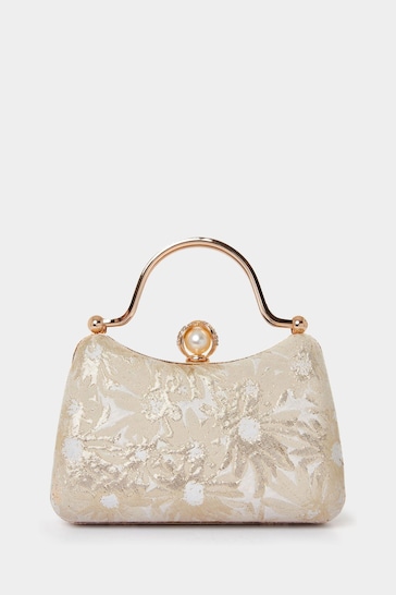 Joe Browns Gold Floral Jacquard Ornate Frame Clutch Bag