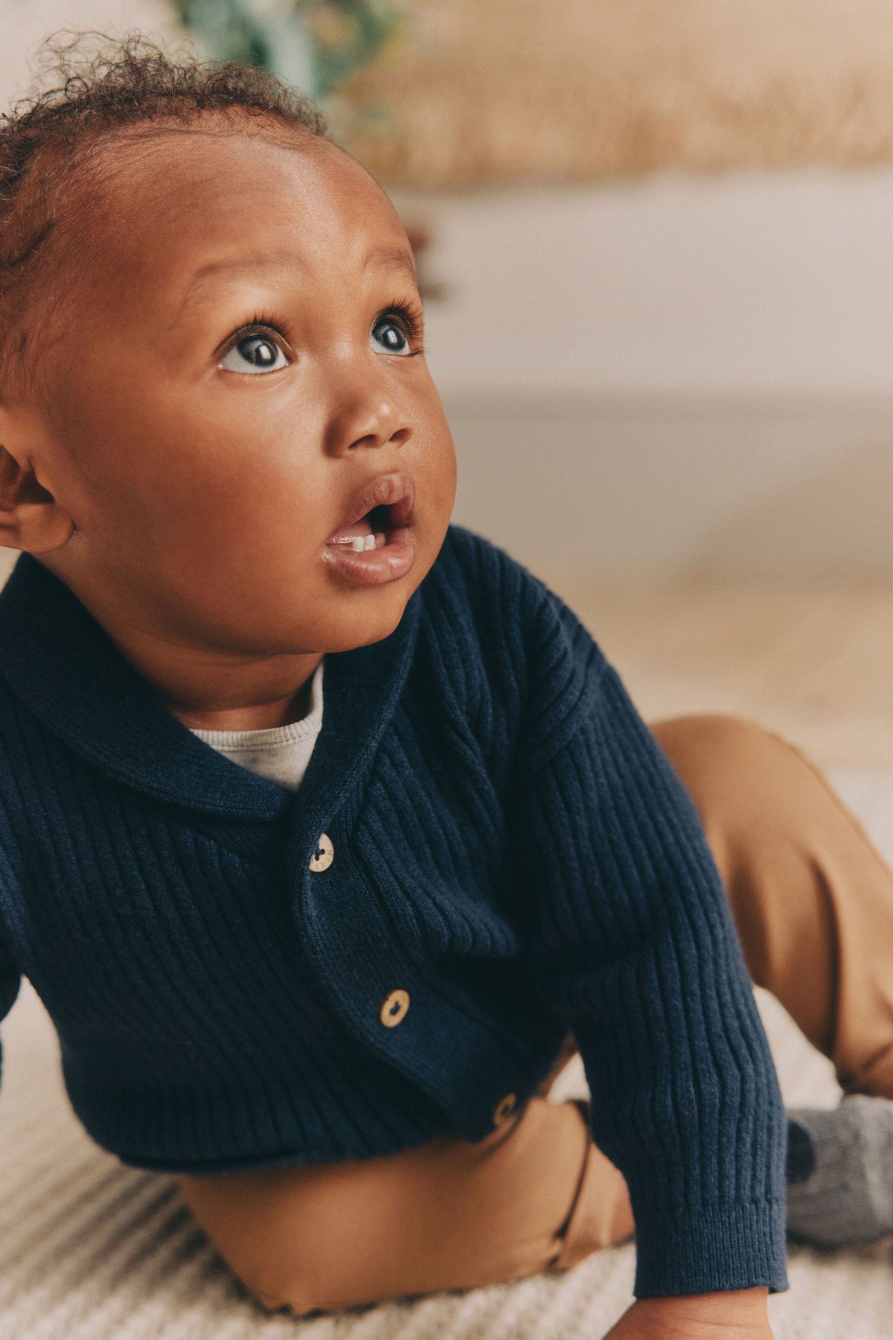 Buy Navy Blue Baby 100 Cotton Rib Shawl Knitted Cardigan 0mths 2yrs from the Next UK online shop