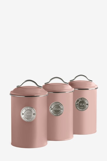 Set of 3 Pink Badge Storage Tins