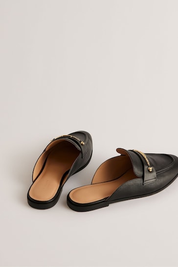 Ted Baker Black Flat Zola Mule Loafers With Signature Bar