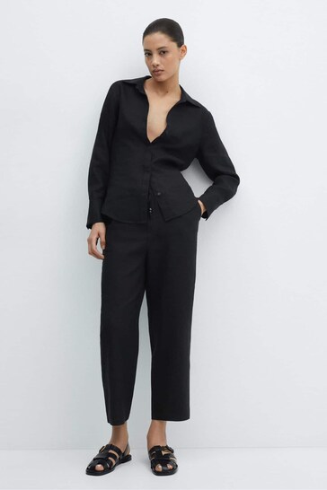 Mango Black Linen Trousers