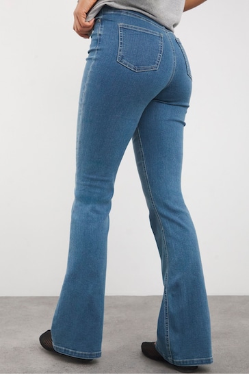 Simply Be Blue Kim Highwaisted Super Stretch Flared Jeans
