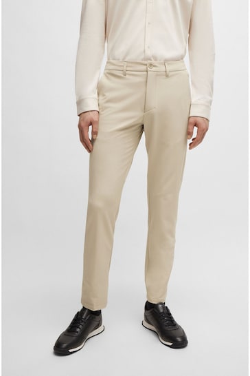 BOSS Cream Slim Fit Stretch Cotton Chino Trousers
