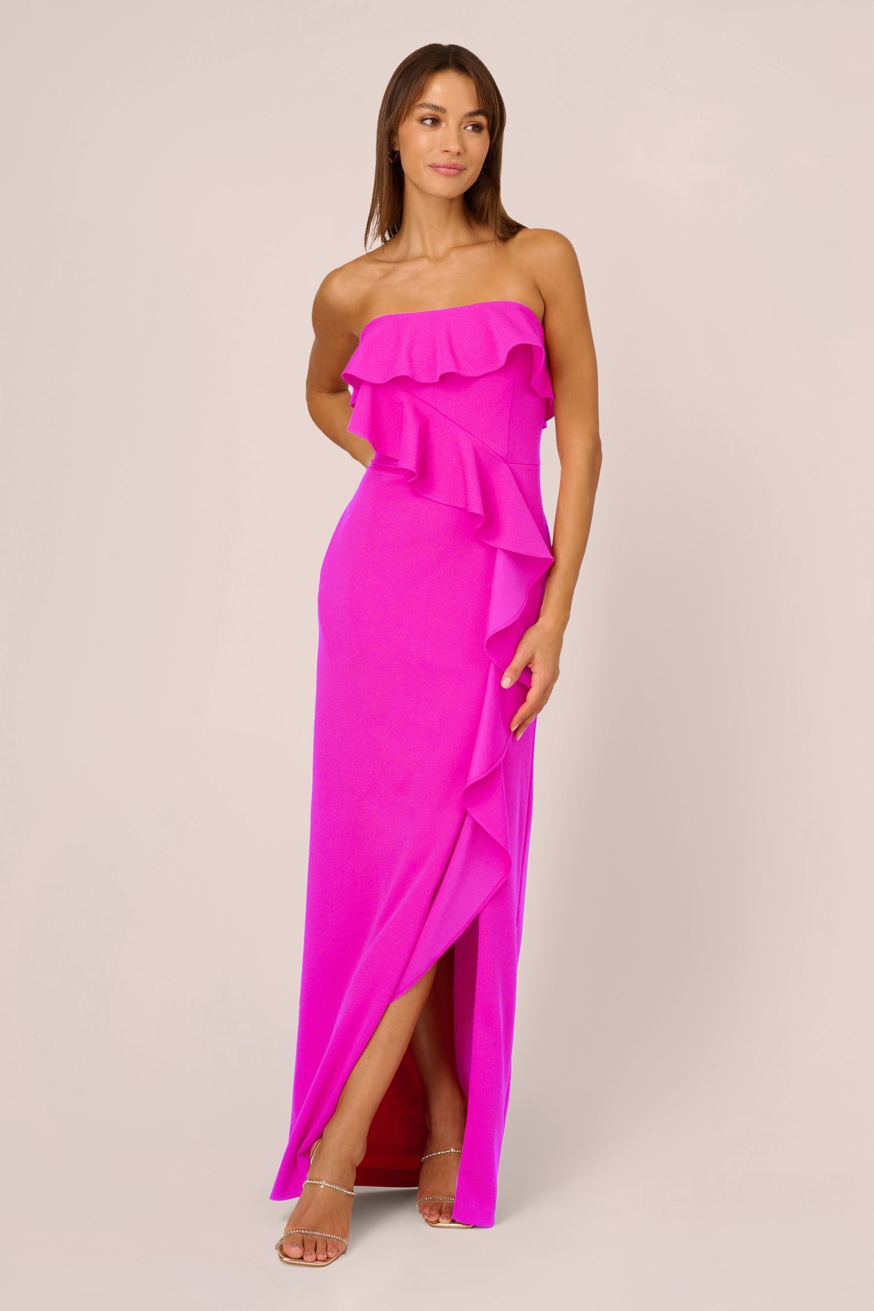 Buy Adrianna Papell Pink Stretch Crepe Column Gown from the Next