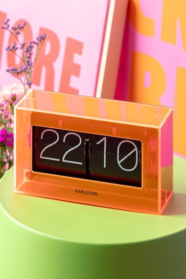 Karlsson Neon Orange Boxed Flip Table Clock