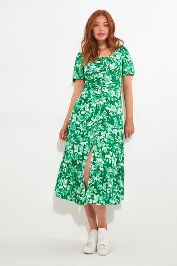 Joe Browns Green Blurred Floral Midi Dress