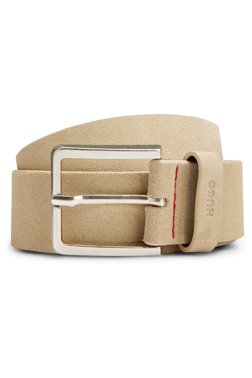 HUGO Natural Suede Textured Leather Belt
