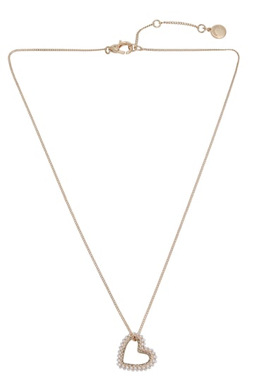 AllSaints Gold Stone Heart Pendant Necklace