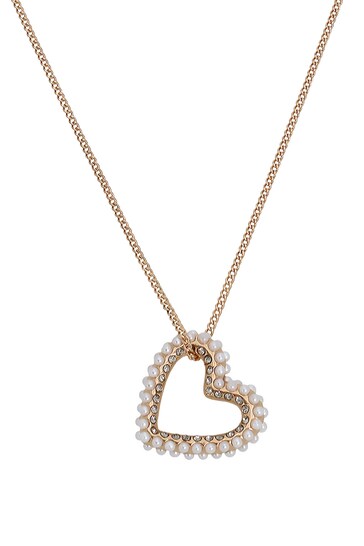 AllSaints Gold Stone Heart Pendant Necklace