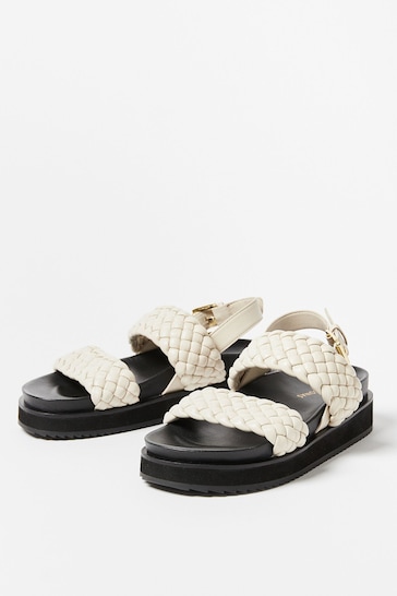 Oliver Bonas Chunky Weave Leather White Sandals