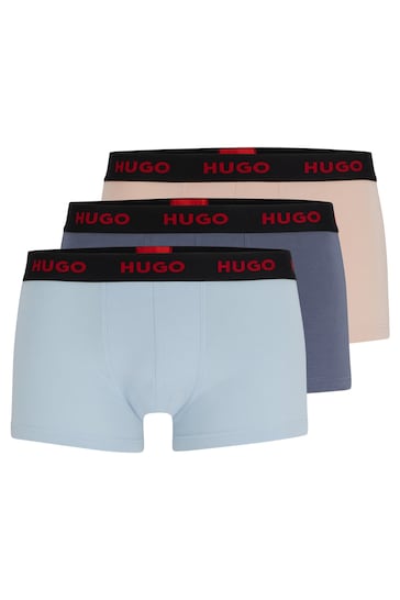 HUGO Pink Logo Waistband Stretch Cotton Boxers 3-Pack