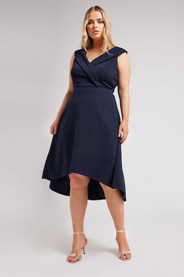 Yours Curve Blue London Tuxedo High Low Dress