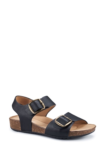 Hotter Black Gold Tourist II Buckle Extra Wide Fit Sandals